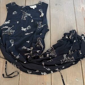 David Dart Navy Maxi Dress with White Sketch Print